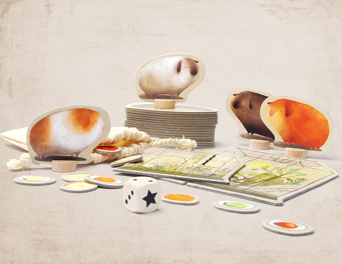 Piggily board game with tokens, game board and dice